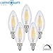 LUMINOSUM LED Filament Bulb for Chandelier, Dimmable 4W (40W Equivalent), Vintage Edison Bulb, Bullet top, E12 Base, Soft White 2700K, 5-Pack