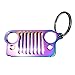HUSUKU Colorful Stainless Steel Keychain for Jeep Grill 3D Metal Key Chain for Jeep Wrangler Car Gift (Rainbow)(16 Styles Optional)
