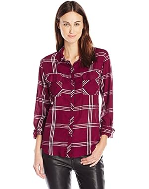 Guess Women's Long Sleeve Dylan Autumn Plaid Shirt