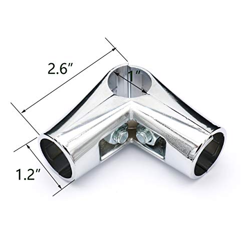 Castuvy 4Pcs Aluminum Alloy Silver 1"(25mm) Round Pipe Connector Right Angle Tee, Frame Display Stand Assembly Combination Drying Rack Connection Fastening Joint