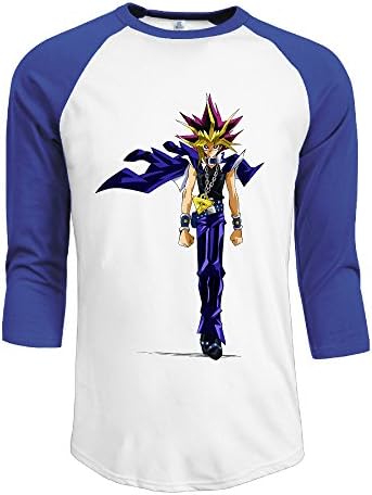 ZHUN Men's Yu Gi Oh Card Game Animation 3/4 Sleeve Crew Neck Tees M RoyalBlue
