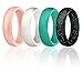 ROQ Silicone Wedding Ring For Women, Set of 4 Silicone Rubber Wedding Bands - Black with Glitter Sparkle Silver Teal Turquoise, White, Metal Rose Gold - Size 5