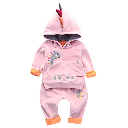 Sharemen Baby Boy Girl Long Sleeve Hoodie Tops Sweatsuit Pants Headband Outfit Set (2-3Years, Pink 2) - Thumbnail 7