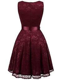 ivnis Mujer Vestido de cóctel cuello en V Vintage encaje Floral Vestido de dama