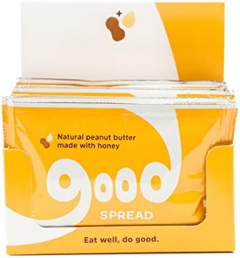 Peanut Butter Packets by Good Spread, All Natural, Blended with Honey for a Healthy Snack to Go! (10 packets, 32g per pack)