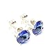 pewterhooter 925 Sterling Silver stud earrings for women made with sparkling Light Blue crystal from Swarovski®. London gift box. Hypoallergenic & Nickle Free Jewellery for Sensitive Ears