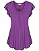 Bebonnie Women Summer Tops Short Sleeve, Women's V Neck Short Sleeve Ruched Knitted T Shirt Blouse Tops Violet,XL