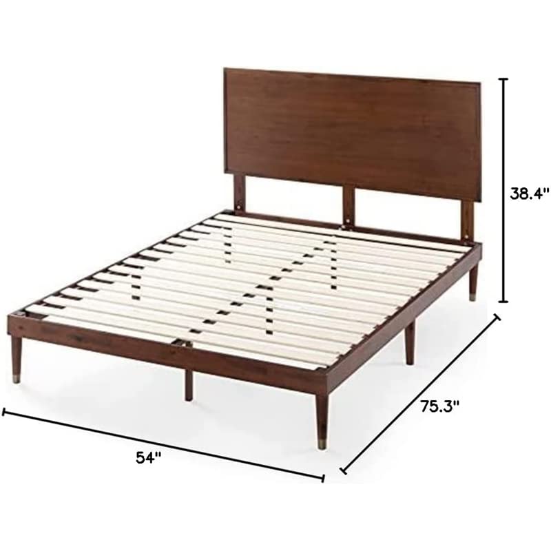 ZINUS Raymond Wood Platform Bed Frame with Adjustable Wood Headboard / Solid Wood Foundation
