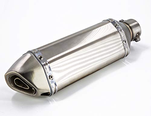 Soosee Universal Stainless Steel 1.5-2" Inlet Motorcycles Scooters Exhaust Muffler Pipe with Removable DB Killer for Z750 CBR125 CB400 Z800 ZX-6R ZX-10R GSXR