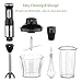 HOMIEE Hand Blender, Multi-Purpose 5-in-1 Immersion Blender Stick with 15-Speed Control and Turbo for Baby Food & Kitchen Use, Including Stainless Chopper, Egg Whisk, 800ML BPA-Free Beaker & Storage Bracket, Black