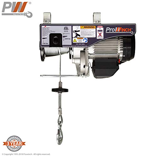 1 Ton Electric Wire Rope Hoist 2,200 lbs. 38 ft. Wireless 110V
