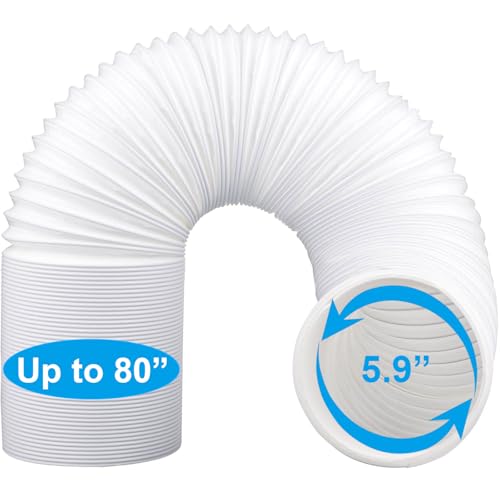 YinNorth 80" Length 5.9 Inch Diameter Portable Air Conditioner Hose Exhaust Vent AC Hose Counter-Clockwise Thread Tube Universal Replacement Compatible with Haier, LG, Delonghi and More