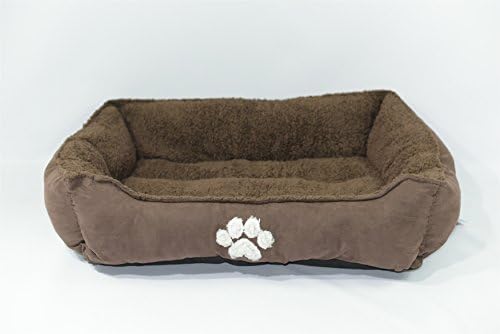 Sofantex Pet Bed Ultra Soft Pet Sofa Warm Brown Sherpa Rim and Bed 32"x24"x9" (Dark Brown)