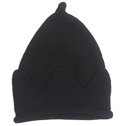 Highpot Baby Boy Girl Wizard Crown Edge Spire Cover Ears Baby Knit Beanie Hat (Black)
