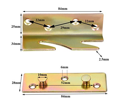 WOWOSS 4 Set Bed Rail Bracket, Heavy Duty Non-Mortise Bed Rail Fittings Wooden Bed Frame Hardware with Screws for Headboards Footboards