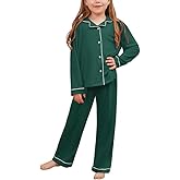 CHILDRENSTAR Girls Boys Pajamas Sets Long Sleeve Button Down 2 Pieces Nightwear Shirt Kids Lounge Set
