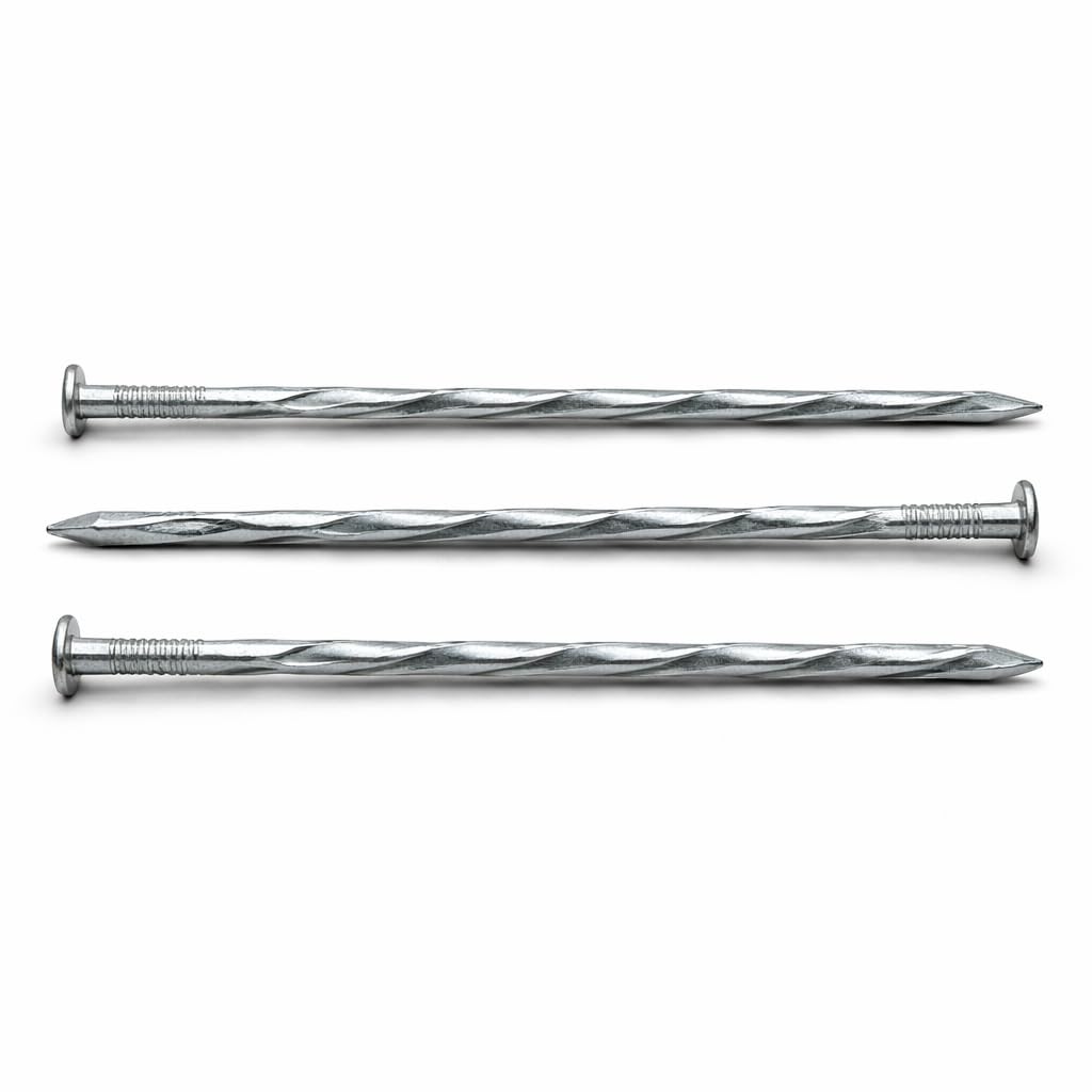 3.8mm x 80mm (Pack of 100) Extra Strong Hardened Heavy Duty Zinc Plated Square Twisted Nails for Constructions and Woodwork - N15A