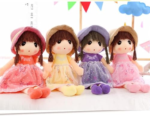 Sweetheart Soft Baby Doll Girl, Plush Stuffed Toy with Hat Skirt, Cute Rag Dolls Baby Girls Sleeping Partner Doll, Xmas Birthday Gift for Kids, 45cm - Pink