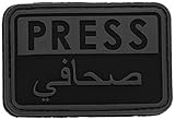 HAZARD 4 Press/Arabic Rubber 3D Velcro On Patch, Black/Grey