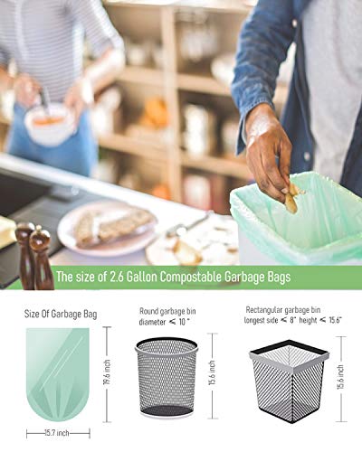 Small Trash Bags Garbage Bags, 2.6 Gallon Mini Compostable Trash Bags Bathroom Wastebasket Can Liners, Food Scrap Small Kitchen Trash Bags For Bedroom Office Fit 10 Liter,125 Count,Green