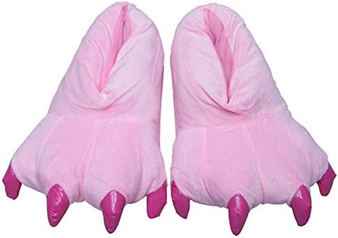 Wenli Unisex Adult Kids Soft Plush Home Slippers Animal Costume Paw Claw Shoes Pink M