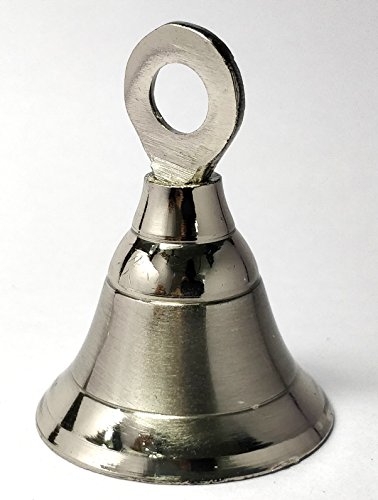 Pack of 6 Decorative Brass Bells Door Home Wedding Decor Polished Bells Nickel Champagne Gold Finish (Nickel Finish) - Thumbnail 5