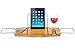 Clean Healthy Living Bamboo Bathtub Caddy Tray, with Reading Tray & Wine Glass Holder