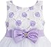 Sunny Fashion Girls Dress Purple Flower White Tulle Pleated Wedding Party