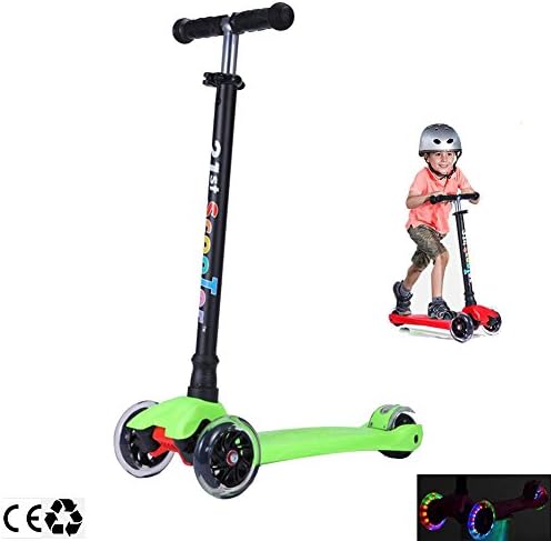 Micro 3 Wheel Scooter for Kids 4 Years Old and Up Scooters for Toddlers with Adjustable Height 180lb (Green)