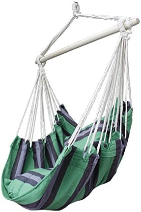 Apricis Hanging Hammock Chair Swing with Two Cushions, 34 Inch Wide Seat,Suit for Any Indoor or Outdoor Spaces,The maximum bearing weight 265LB(Green Stripe)
