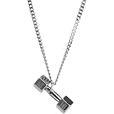 Dumbbell Pendant Chain Necklace for Men Women Punk Hip Hop Fitness Gym Barbell Crossfit Adjustable Stainless Steel Necklace Sports Weightlifters Couple Necklace Boyfriend Girlfriend Son Xmas