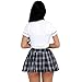 TiaoBug Women's Schoolgirl Uniform Set Cosplay Costume Short Sleeve Button Shirt with Plaid Pleated Skirt Tie White & Navy Blue X-Large