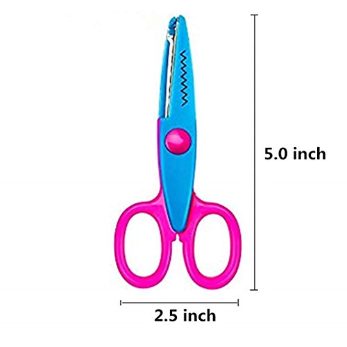 image for Kasmena Children Scissors,6 Pcs Kids Safety Paper Craft Edger Scissors