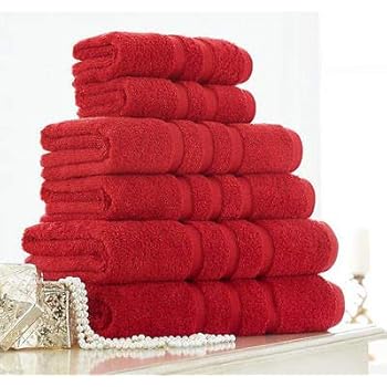 Lamour 100% Cotton Towels Set Bath Sheet Hand Large Bale 600GSM Bathroom & 6 Piece Set (Red, 3 PC Set)