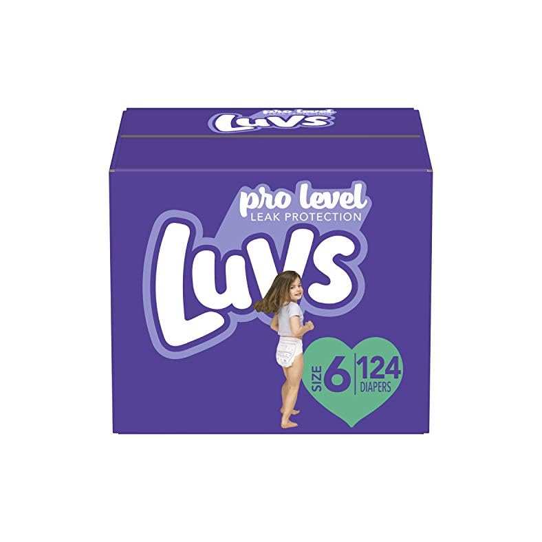 Luvs (LUVSD) Diapers Size 6, 124 Count – Luvs Ultra Leakguards Disposable Baby Diapers, ONE MONTH SUPPLY (Packaging May…