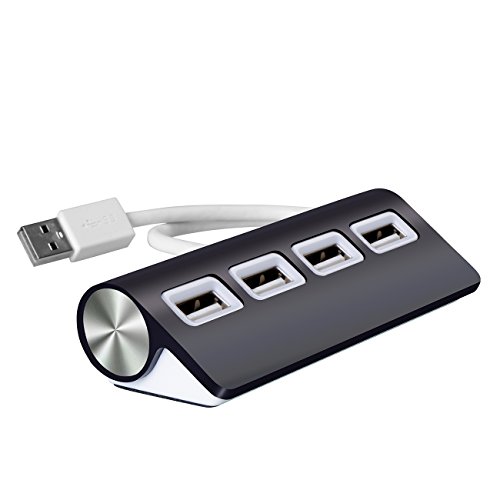 Cateck Premium 4 Port Aluminum USB Hub with 11 inch Shielded Cable for iMac, MacBook Air, MacBook Pro, MacBook, Mac Mini, PCs and Laptops