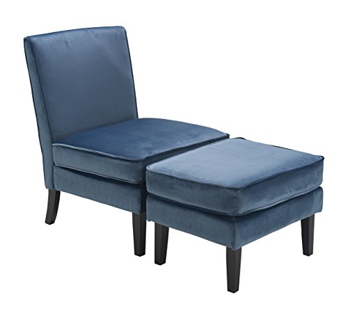 Elle Decor UPH10020C Elle Décor Olivia Ottoman, Accent Chair, Cobalt - Thumbnail 3