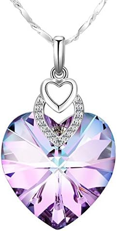 Mother's Day Gifts, Milota " Soul Mate " Austrian Crystal Heart Pendant Necklace Purple