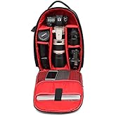winvin Waterproof SLR/DSLR Camera Backpack Shoulder Bag Travel Case For Canon Nikon Sony Digital Lens (Large, Red)