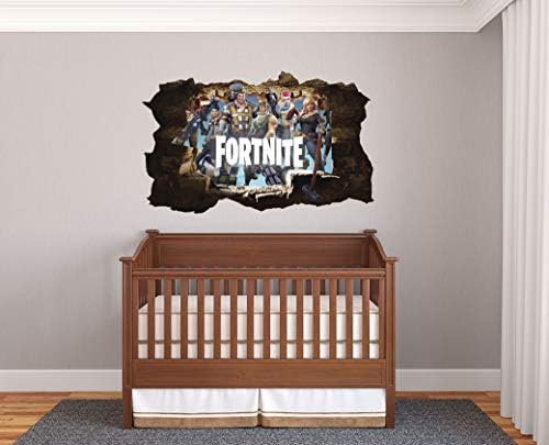 Fortnite Videogame 3D Effect - Brake Wall Effect 3D - Wall Decal for Room Boys Girls Unisex ((Wide 15’’x9’' Height))