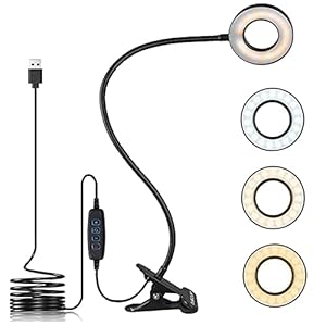 Tukzer 3.5″ LED Selfie Ring Light |Flexible Arm Desk Mount Clamp for Live Stream, Makeup, Online Meetings, Recording, Photography, USB Reading Light | 3 Color 10 Brightness Level