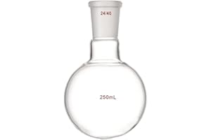 Deschem 250ml 24/40 Round Bottom Glass Flask 1-Neck Single Neck Boiling Bottle Lab Chemistry Glassware