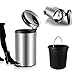 H+LUX Small Garbage Can with Lid,Small Trash Can for Bathroom,Bedroom,Office,Step Trash Can with Soft Close Lid , Brushed Stainless Steel Trash Can,3 Liter/0.8 Gallon