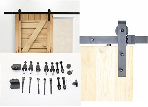 6.6 FT Black Steel Slide Sliding Barn Door Hardware Track Rail Hanger Roller