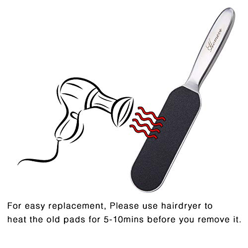 Professional Pedicure Foot File - Reusable Stainless Steel Cracked Skin Corns Callus Remover Feet Rasp (20 Refills Pads)