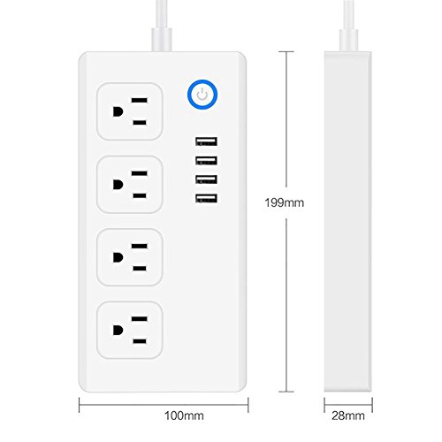 WiFi Smart Power Strips Compatible with Alexa& Google Home, No Hub Required, Knaclean Smart Surge Protector Outlets with 4 USB Ports and 4 AC Plugs Socket Supports SmartLife & Echo/ Google Control