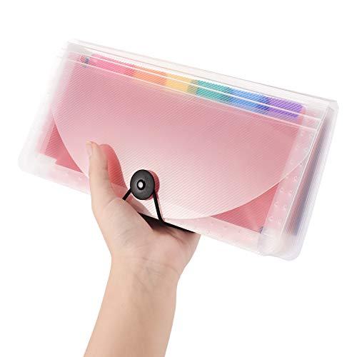 Expanding Portable Hand-Held Accordion File Folder File Organizer Wallet for Cards Coupons Receipt Tax Item or Changes, 10.32X5.31 inches, 13 Pockets - Thumbnail 6