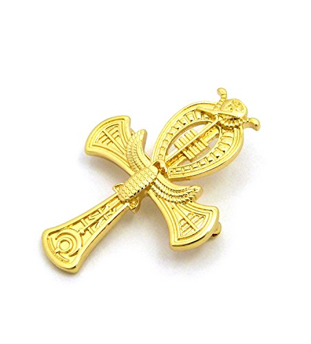Egyptian Horus Bird, Maat, Nefertiti, Ankh Piece Brooches Pins Accessory in Gold Tone - Image 4