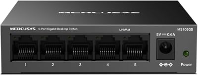 MS105GS 5-Ports Gigabit Netzwerk Switch Unmanaged, Plug & Play, Metallgehäuse, Lüfterlos Desktop-Design, Energiesparend