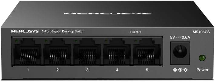 Switch Ethernet Gigabit 5 Ports RJ45, Boîtier Métal, MS105GS